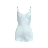 WOVEN SHINE LACE TEDDY | CLOUD