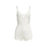 WOVEN SHINE LACE TEDDY | IVORY