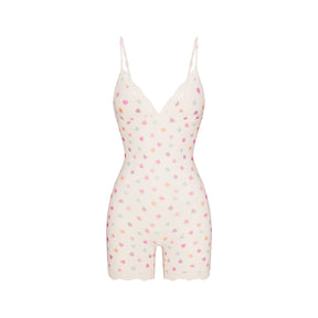 FITS EVERYBODY LACE TRIANGLE ONESIE | MARBLE CANDY HEART PRINT