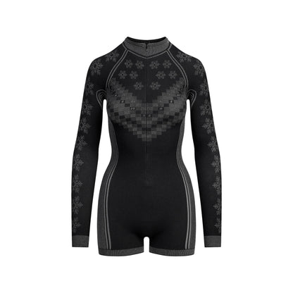 SKIMS FIRST LAYERS HALF ZIP ONESIE | OBSIDIAN WINTER FAIR ISLE
