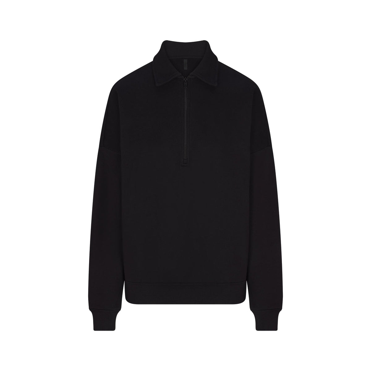 COTTON FLEECE OVERSIZED QUARTER ZIP PULLOVER | ONYX