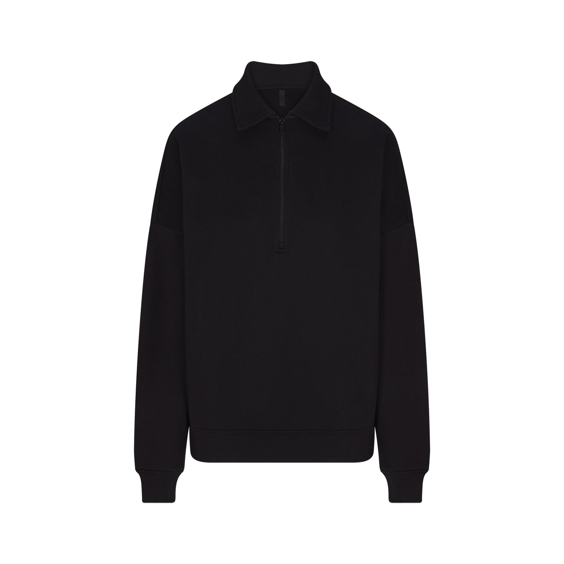 COTTON FLEECE OVERSIZED QUARTER ZIP PULLOVER | ONYX
