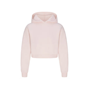COTTON FLEECE SHRUNKEN HOODIE | BARELY PINK