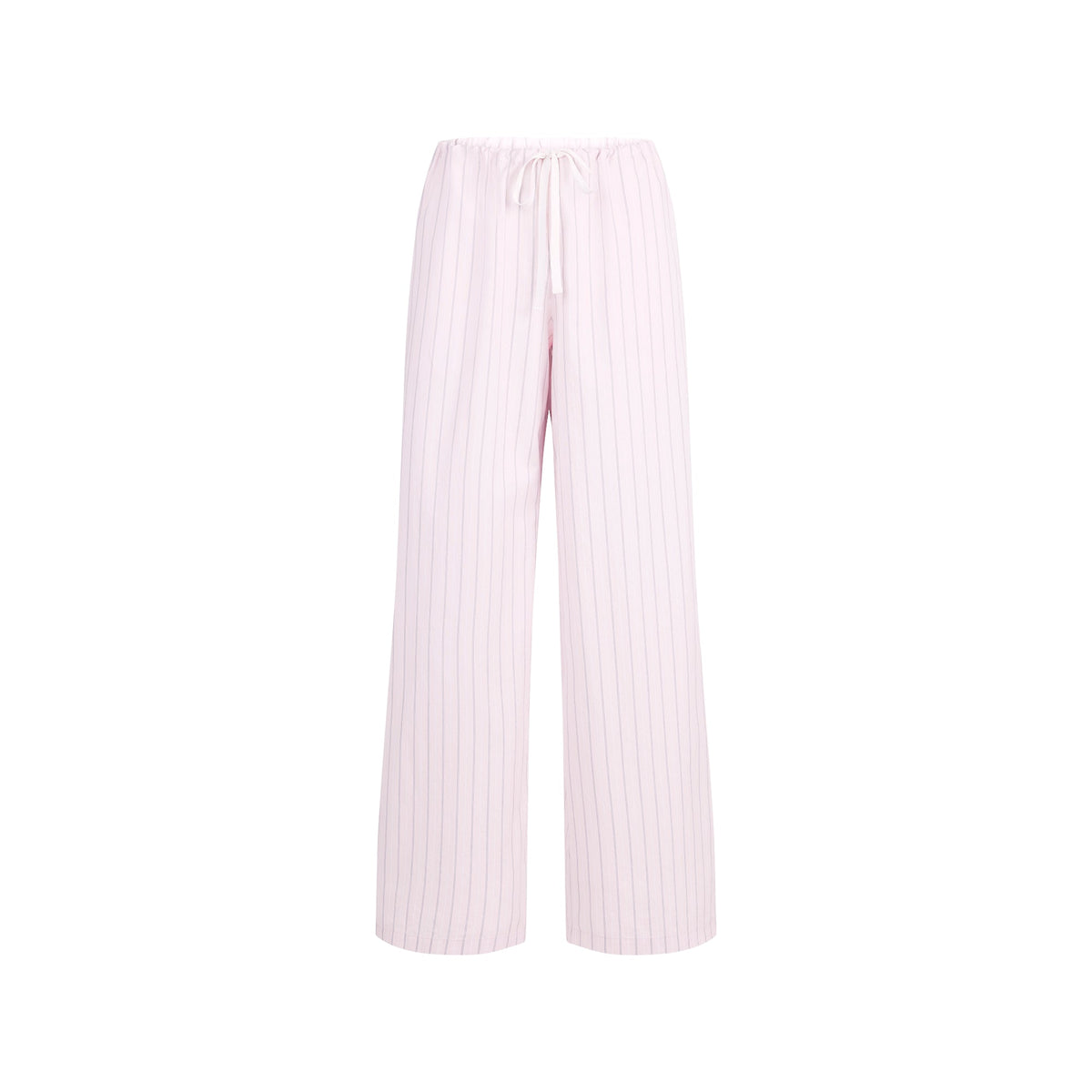 COTTON POPLIN STRAIGHT LEG PANT | PALE PINK PENCIL STRIPE