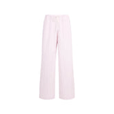 COTTON POPLIN STRAIGHT LEG PANT | PALE PINK PENCIL STRIPE