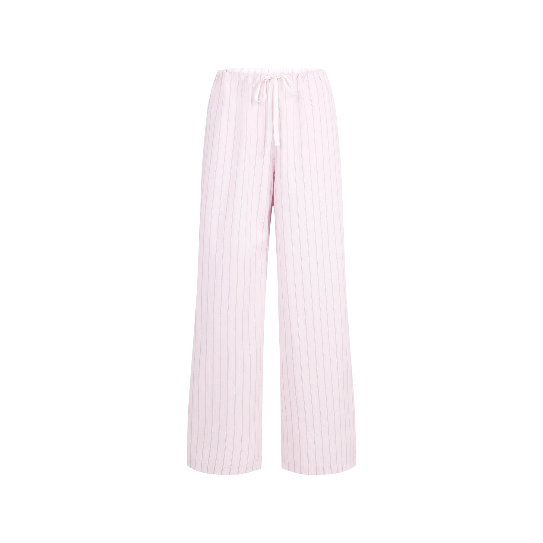 COTTON POPLIN STRAIGHT LEG PANT | PALE PINK PENCIL STRIPE