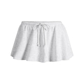 COTTON FLEECE MICRO SKIRT | LIGHT HEATHER GREY