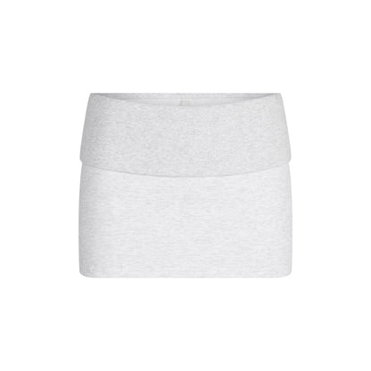 COTTON FLEECE FOLDOVER MINI SKIRT | LIGHT HEATHER GREY