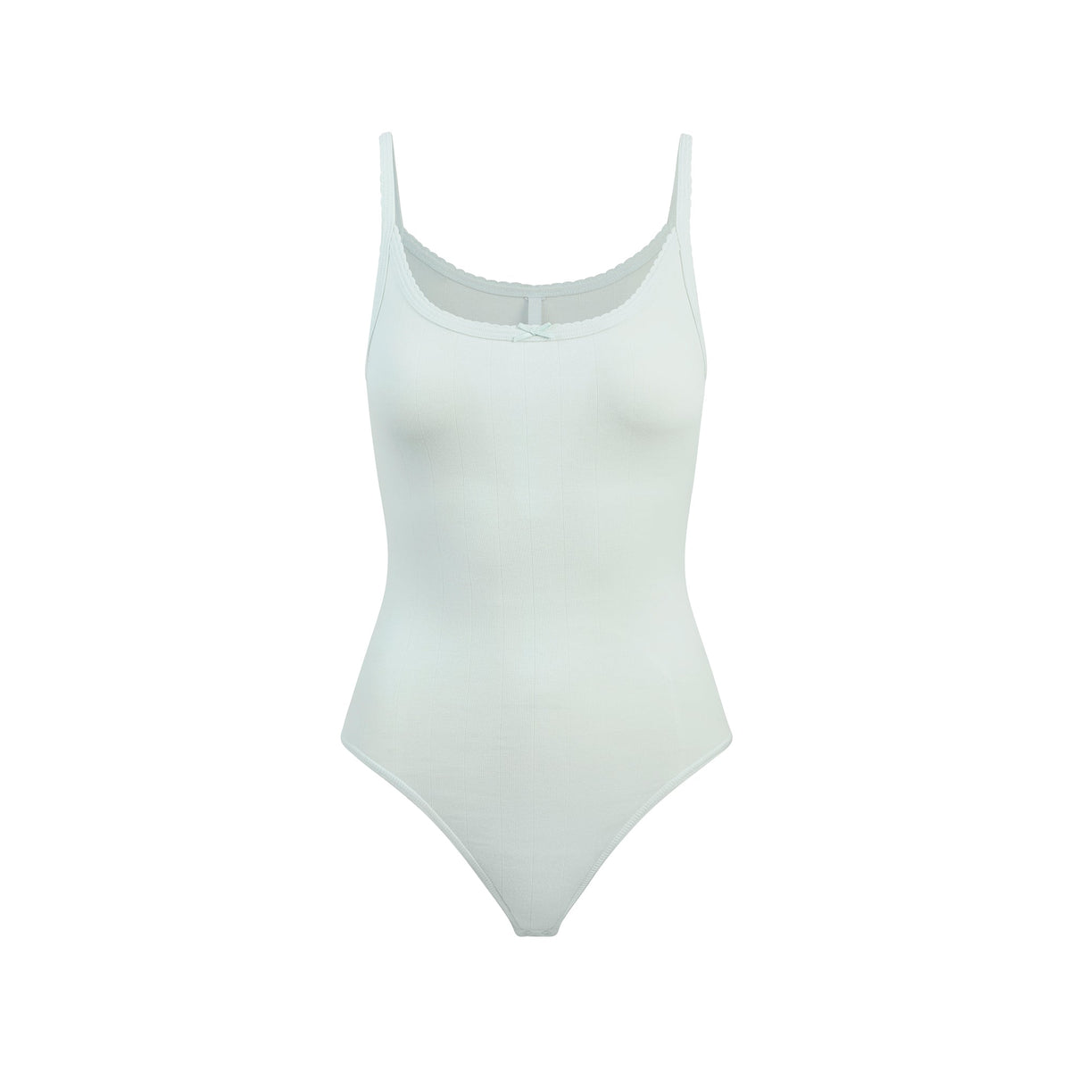 DROP NEEDLE POINTELLE CAMI BODYSUIT | FROST