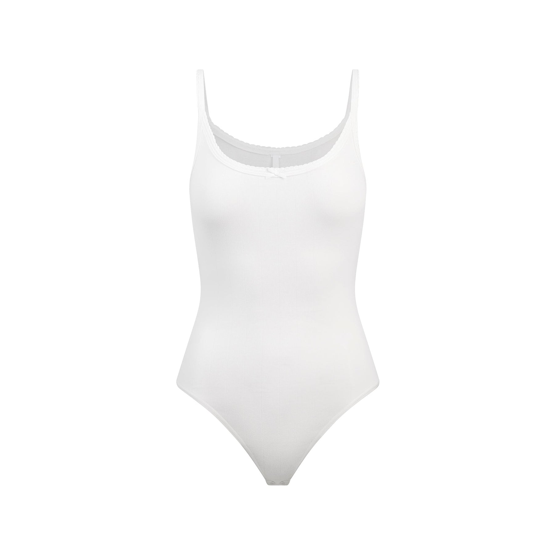 DROP NEEDLE POINTELLE CAMI BODYSUIT | SNOW