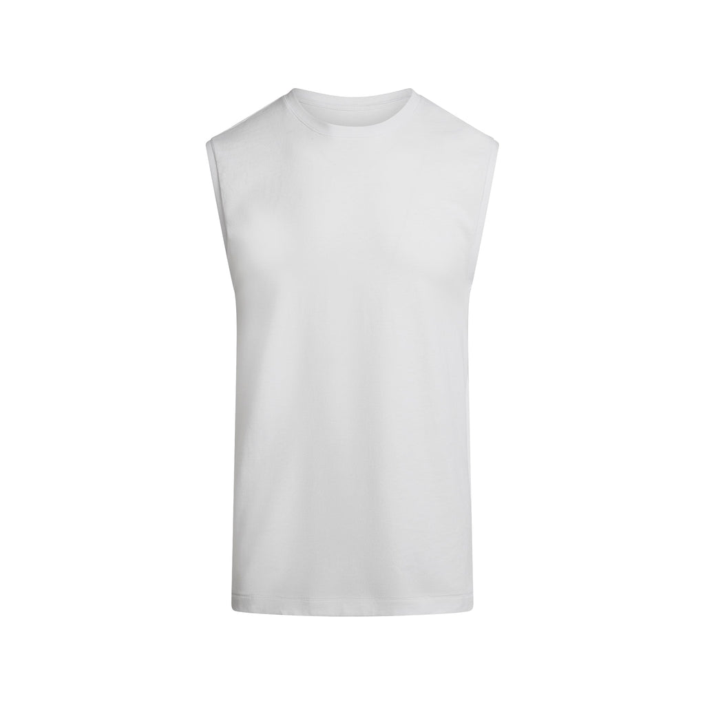 SKIMS COTTON MENS RELAXED SLEEVELESS SHIRT | CHALK