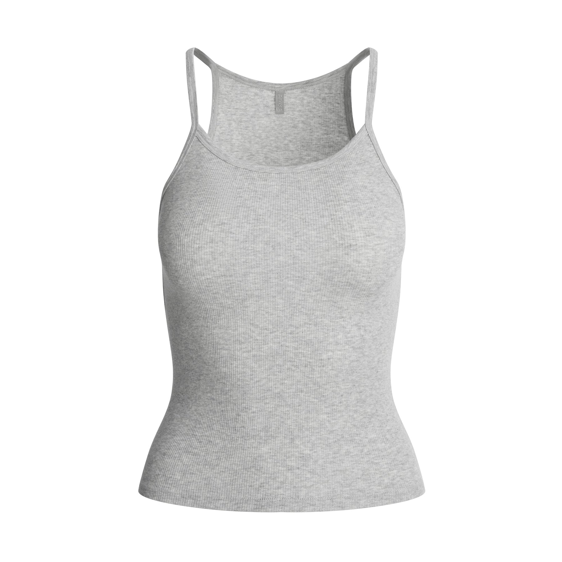 COTTON RIB LONG CAMI | LIGHT HEATHER GREY