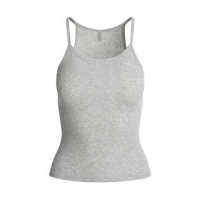 COTTON RIB LONG CAMI | LIGHT HEATHER GREY