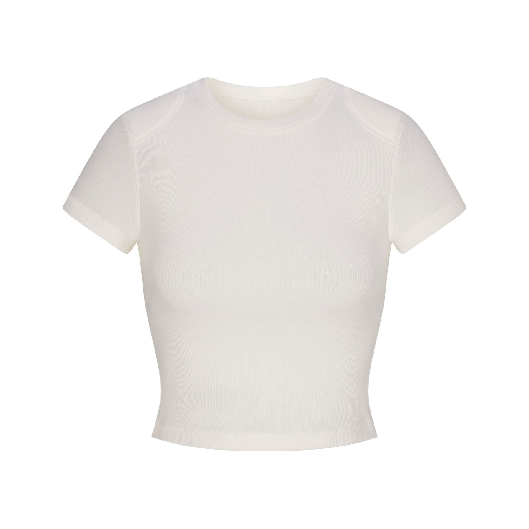 COTTON RIB SHOULDER PAD CROPPED TOP | MARBLE