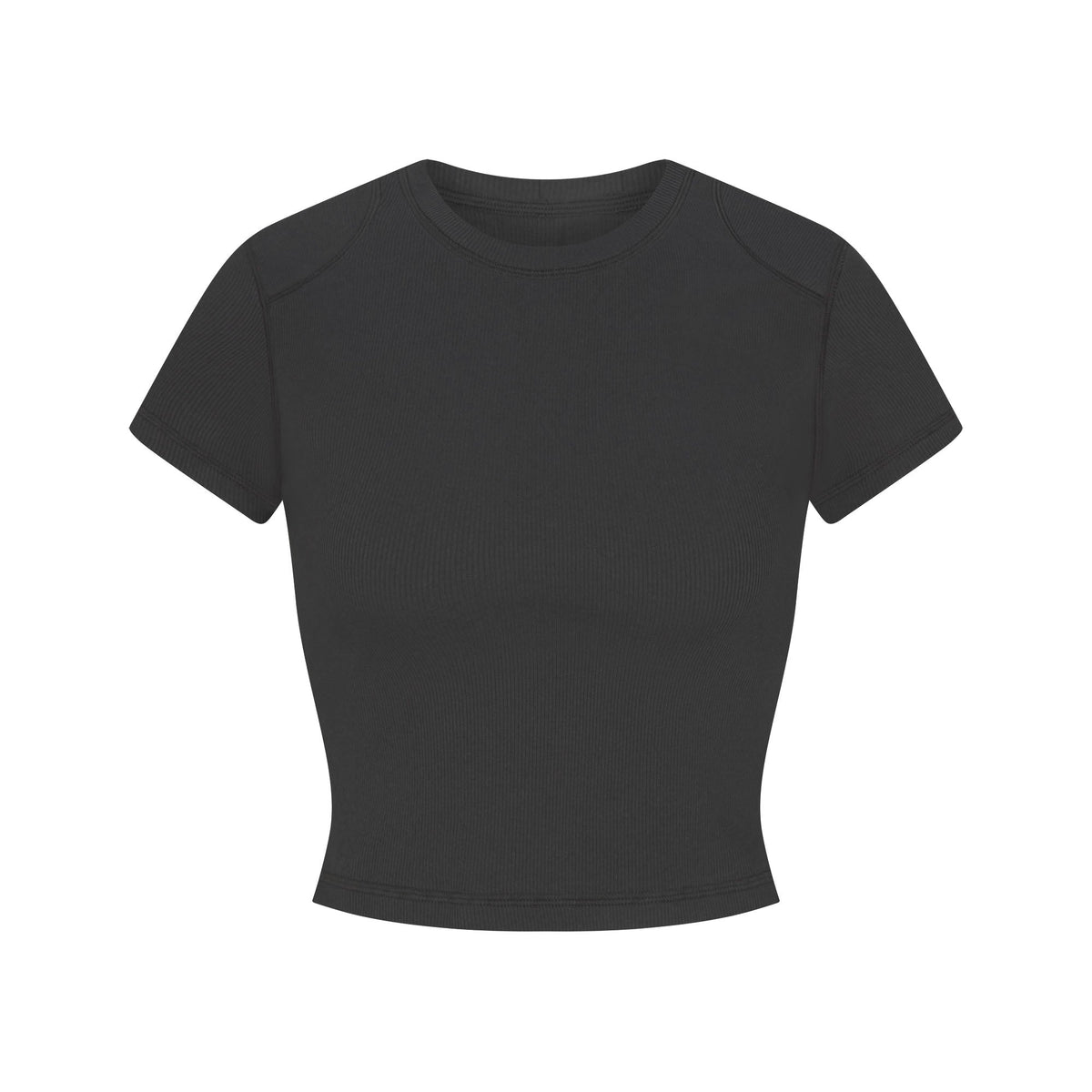 COTTON RIB SHOULDER PAD CROPPED TOP | SOOT