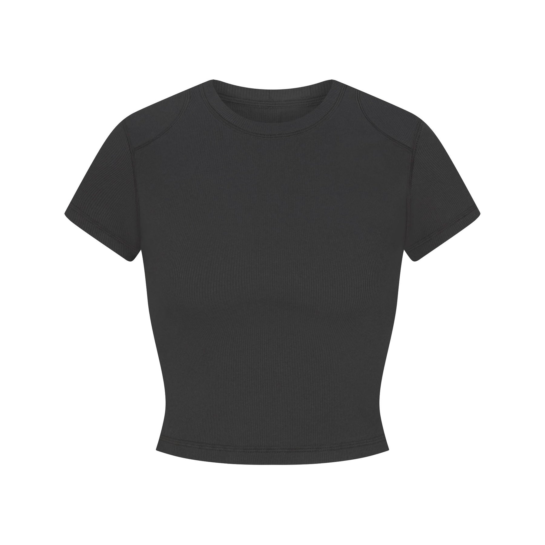 COTTON RIB SHOULDER PAD CROPPED TOP | SOOT