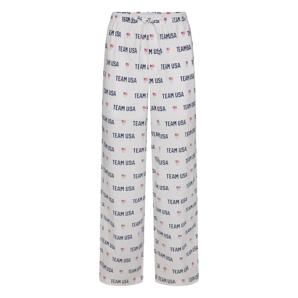 SKIMS FOR TEAM USA COTTON POPLIN SLEEP PARALYMPIC LONG SET | WHITE