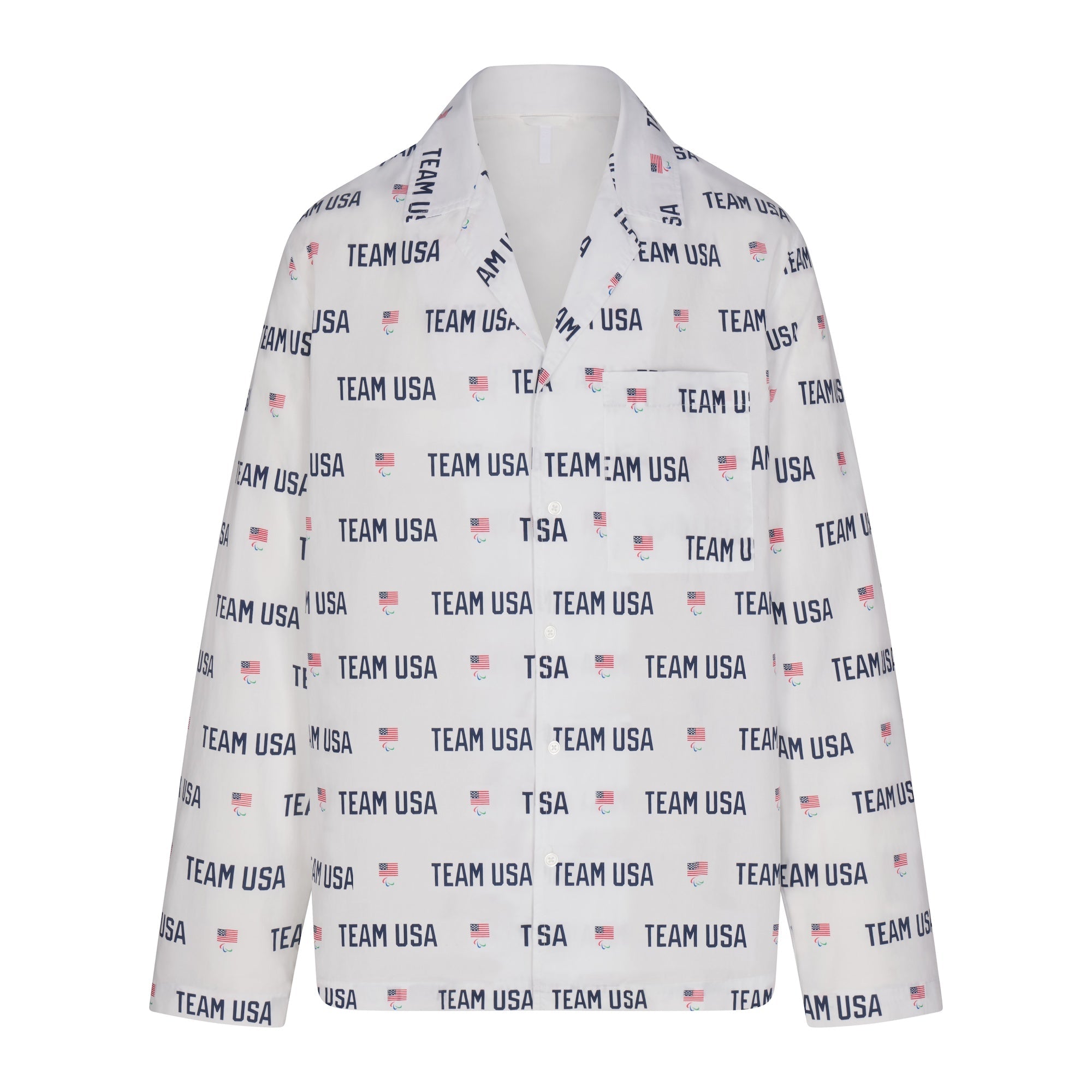 SKIMS FOR TEAM USA COTTON POPLIN SLEEP PARALYMPIC LONG SET | WHITE