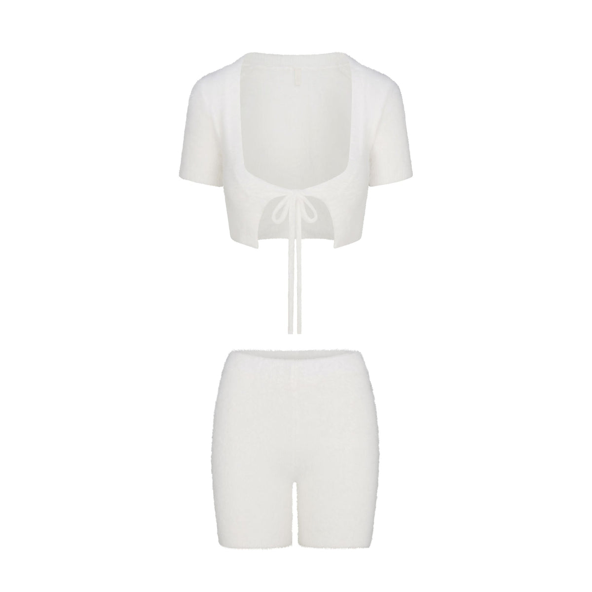 FUZZY KNITS CROP TOP AND SHORT SET | MARBLE