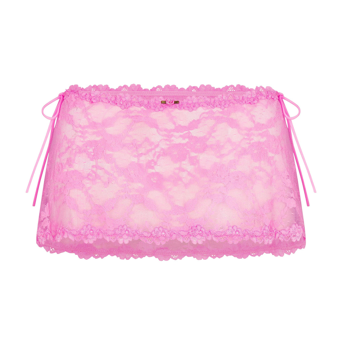 STRETCH LACE TIE SIDE MINI SKIRT | SUGAR PINK