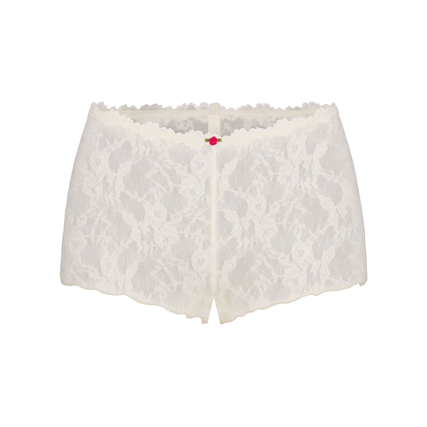 STRETCH LACE TRIANGLE CAMI AND SHORT SET | ECRU