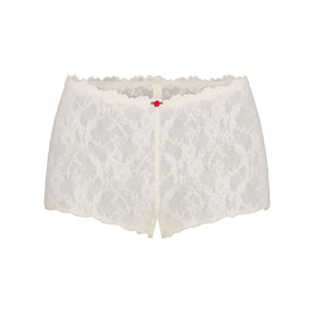 STRETCH LACE TRIANGLE CAMI AND SHORT SET | ECRU