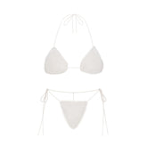 FAUX FUR TRIANGLE BRALETTE AND THONG SET | MARBLE