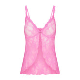 STRETCH LACE BABYDOLL TOP | SUGAR PINK