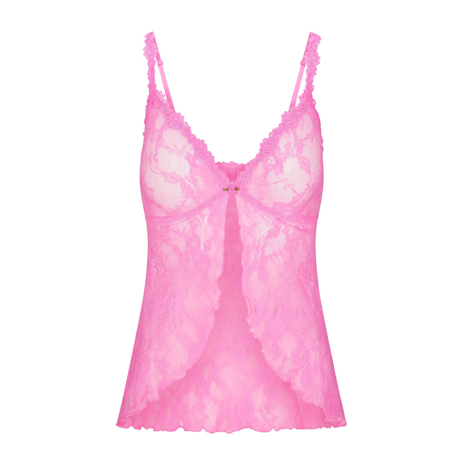 STRETCH LACE BABYDOLL TOP | SUGAR PINK