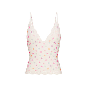 FITS EVERYBODY LACE TRIANGLE CAMI | MARBLE CANDY HEART PRINT