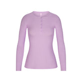SOFT LOUNGE LONG SLEEVE HENLEY | SUGAR PLUM
