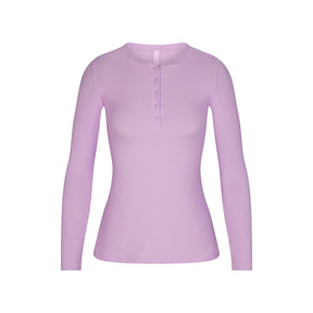 SOFT LOUNGE LONG SLEEVE HENLEY | SUGAR PLUM
