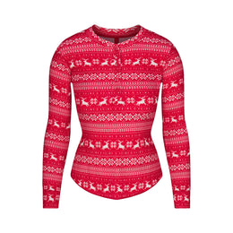 LOGO PLUSH POINTELLE LONG SLEEVE HENLEY | RED DEER FAIR ISLE