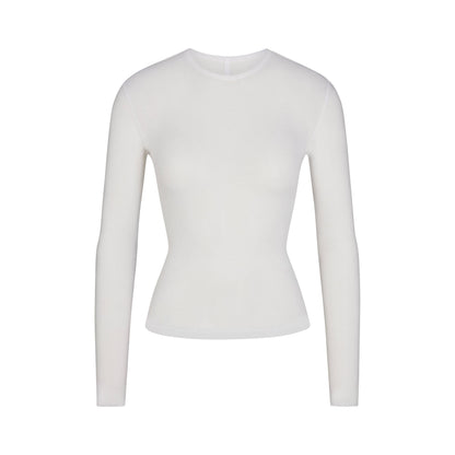 Sheer Rib Long Sleeve Top