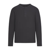 WAFFLE MENS SLIM LONG SLEEVE HENLEY | ASH