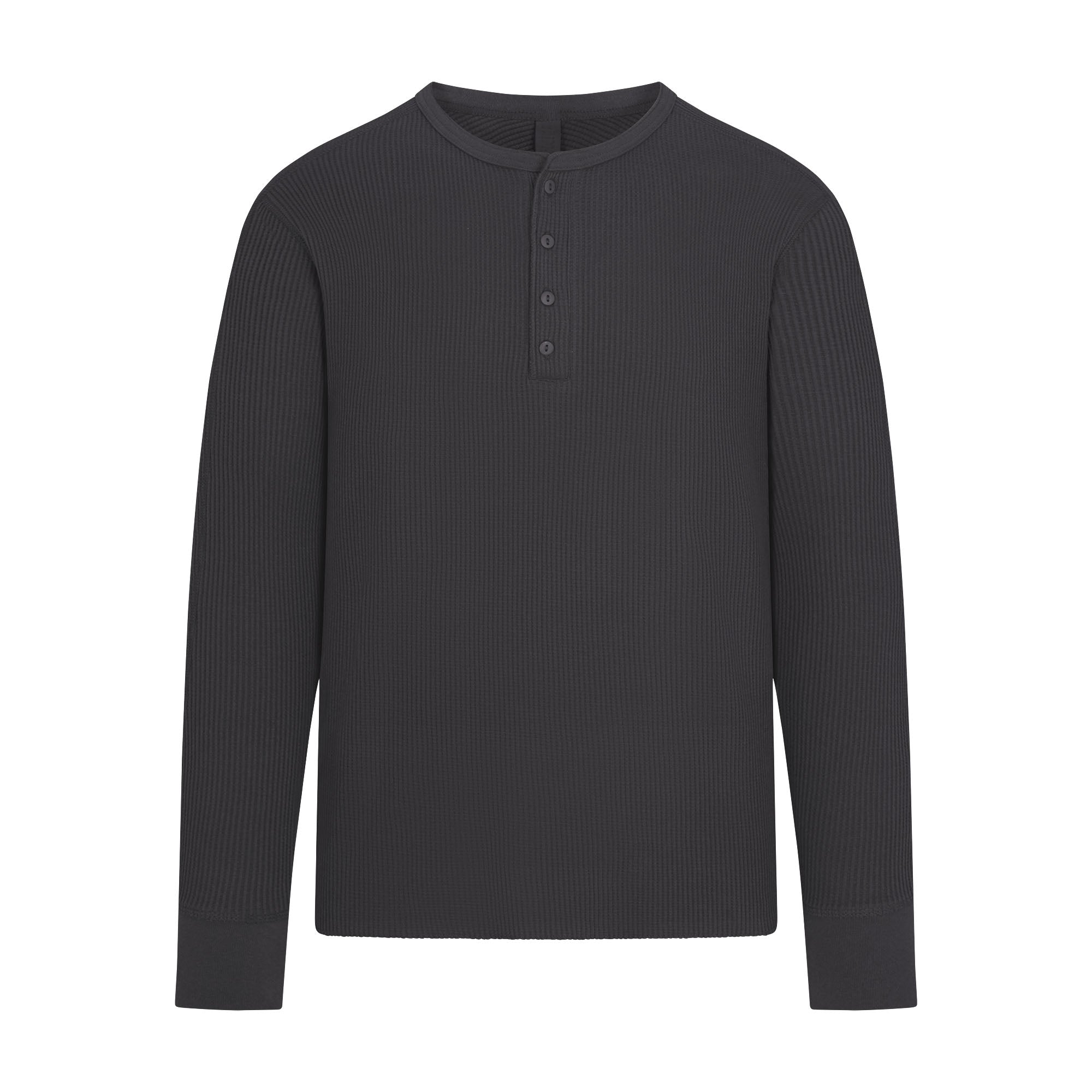 WAFFLE MENS SLIM LONG SLEEVE HENLEY | ASH