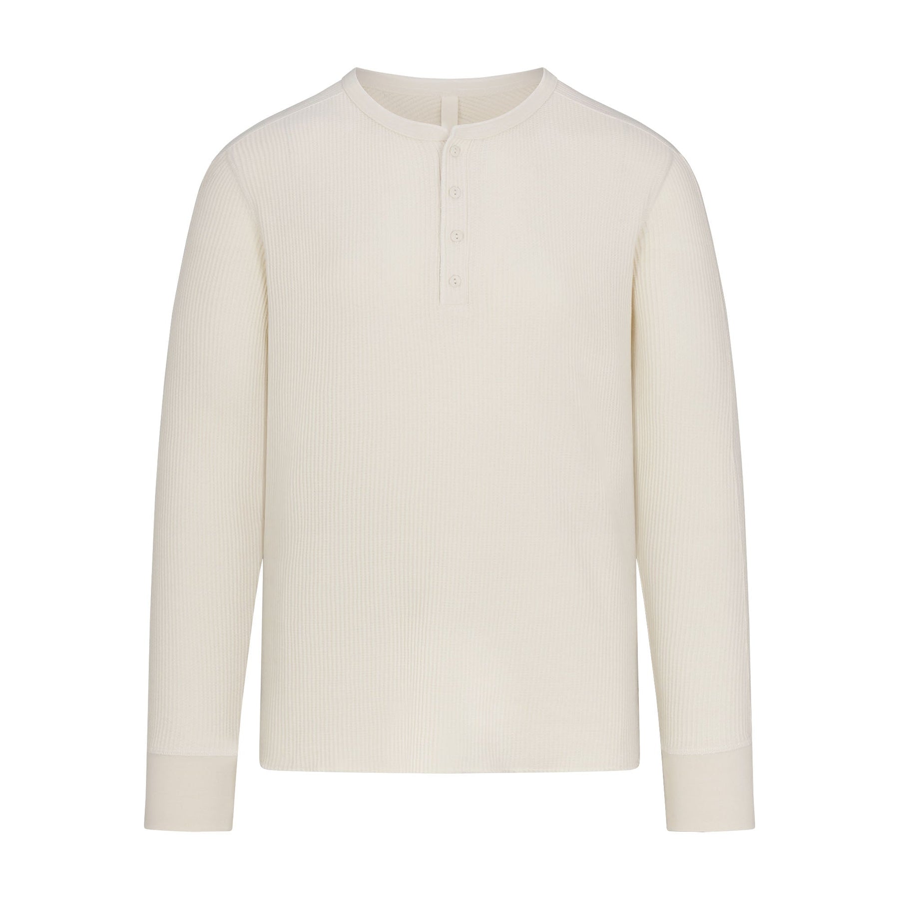 WAFFLE MENS SLIM LONG SLEEVE HENLEY | ECRU