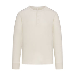 WAFFLE MENS SLIM LONG SLEEVE HENLEY | ECRU