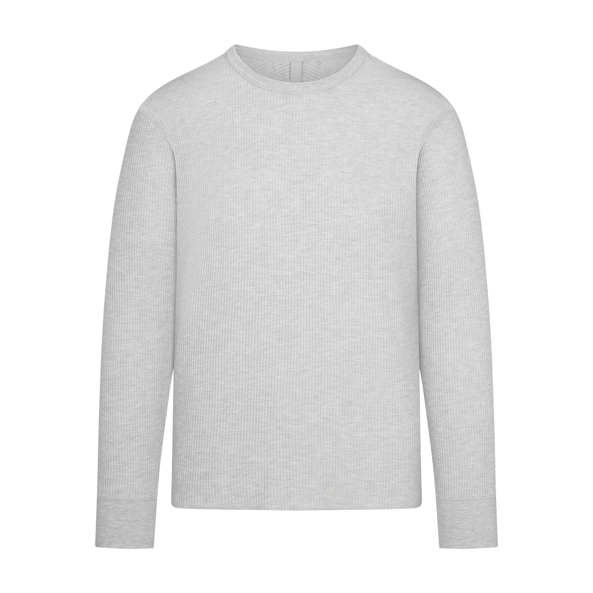 WAFFLE MENS CLASSIC LONG SLEEVE T-SHIRT | LIGHT HEATHER GREY