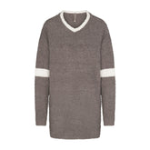 COZY KNIT V NECK MINI DRESS | GREY CHALK MULTI