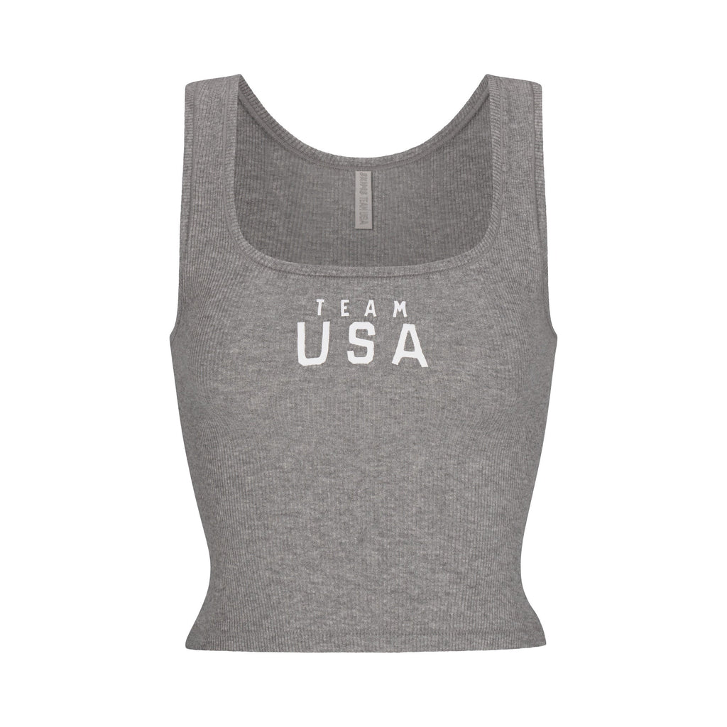 SKIMS FOR TEAM USA COTTON RIB OLYMPIC TANK | HEATHER GREY