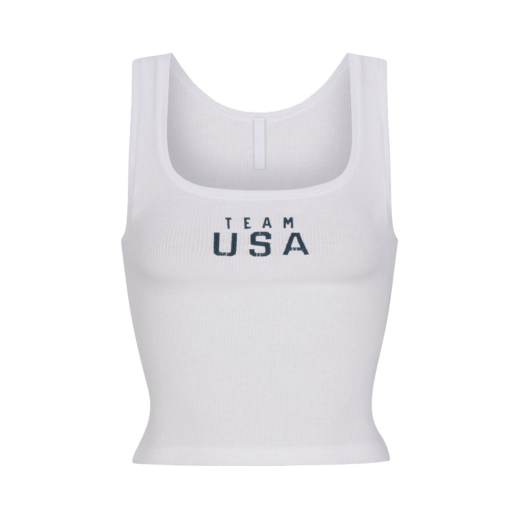 SKIMS FOR TEAM USA COTTON RIB PARALYMPIC TANK | WHITE