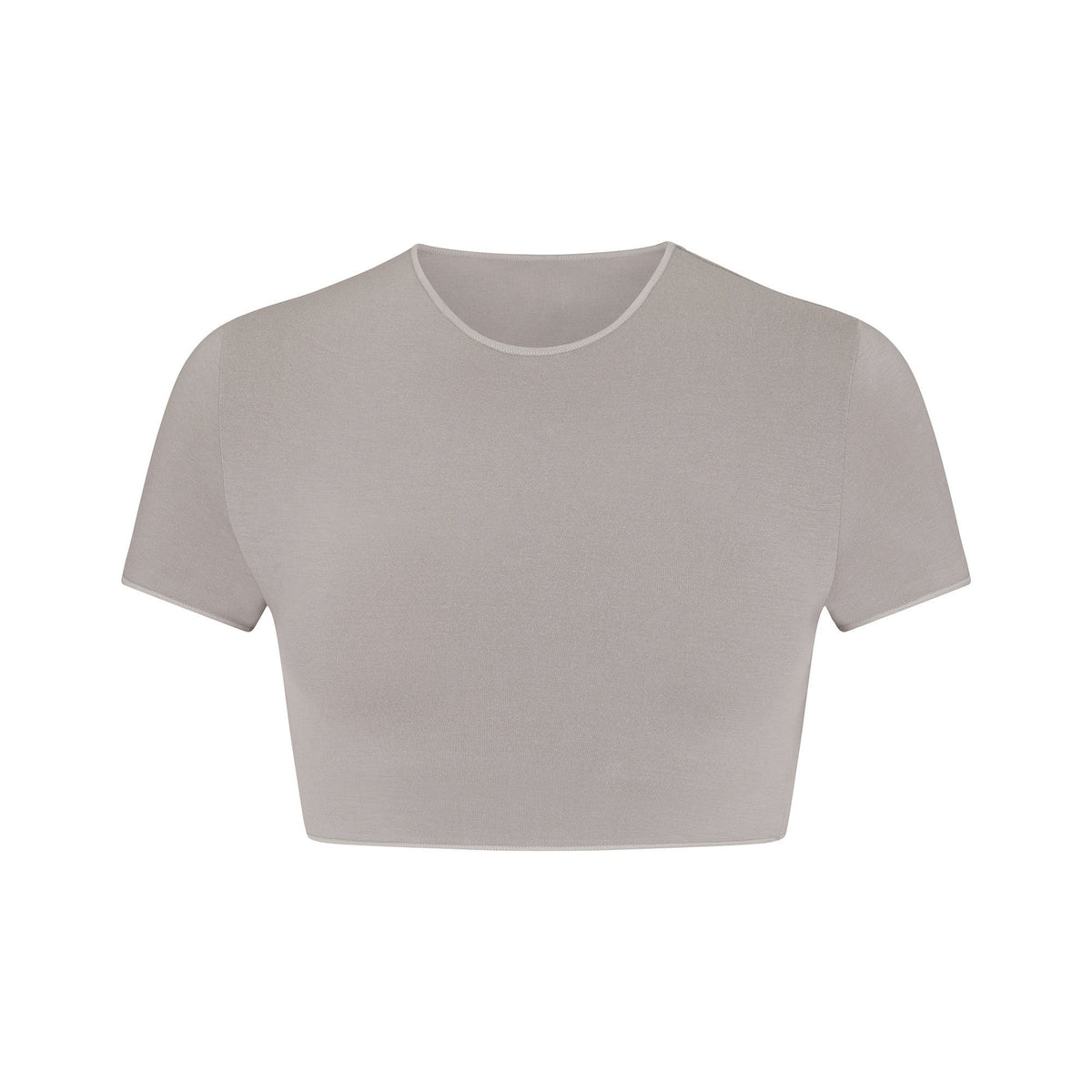 SEAMLESS MODAL CROPPED T-SHIRT | SMOKE