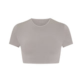 SEAMLESS MODAL CROPPED T-SHIRT | SMOKE