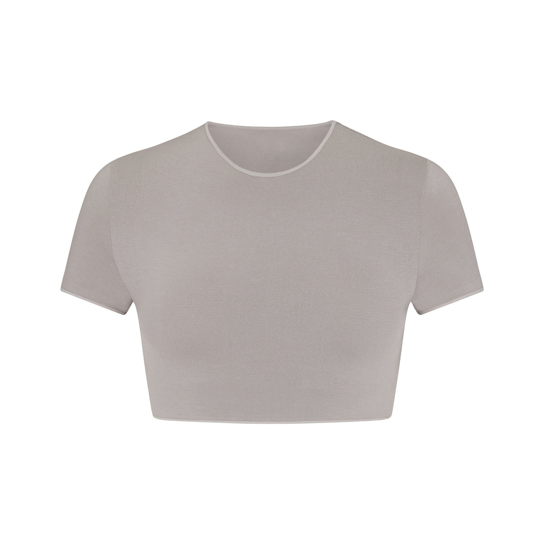 SEAMLESS MODAL CROPPED T-SHIRT | SMOKE
