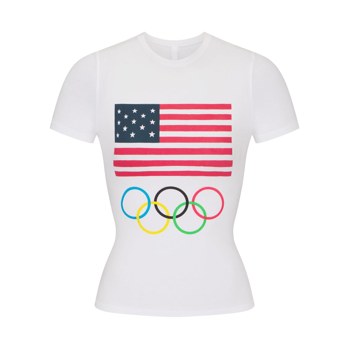 SKIMS FOR TEAM USA COTTON JERSEY OLYMPIC T-SHIRT | WHITE