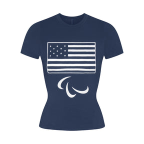 SKIMS FOR TEAM USA COTTON JERSEY PARALYMPIC T-SHIRT | NAVY