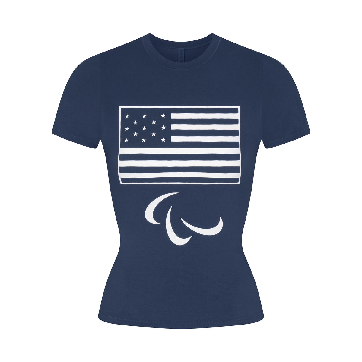 SKIMS FOR TEAM USA COTTON JERSEY PARALYMPIC T-SHIRT | NAVY