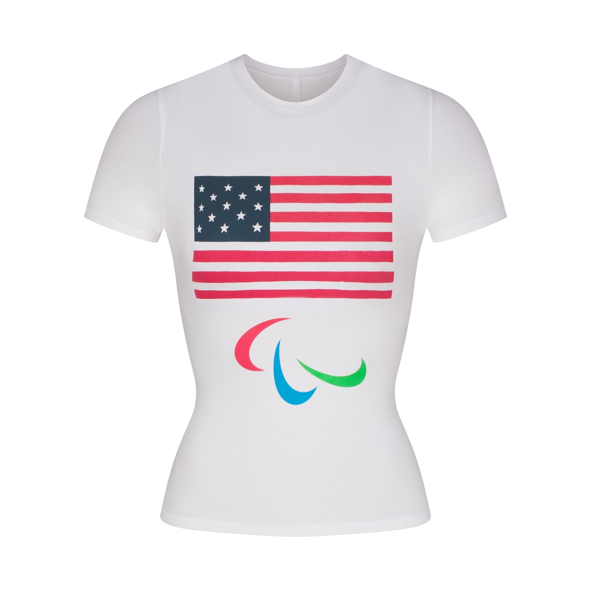 SKIMS FOR TEAM USA COTTON JERSEY PARALYMPIC T-SHIRT | WHITE