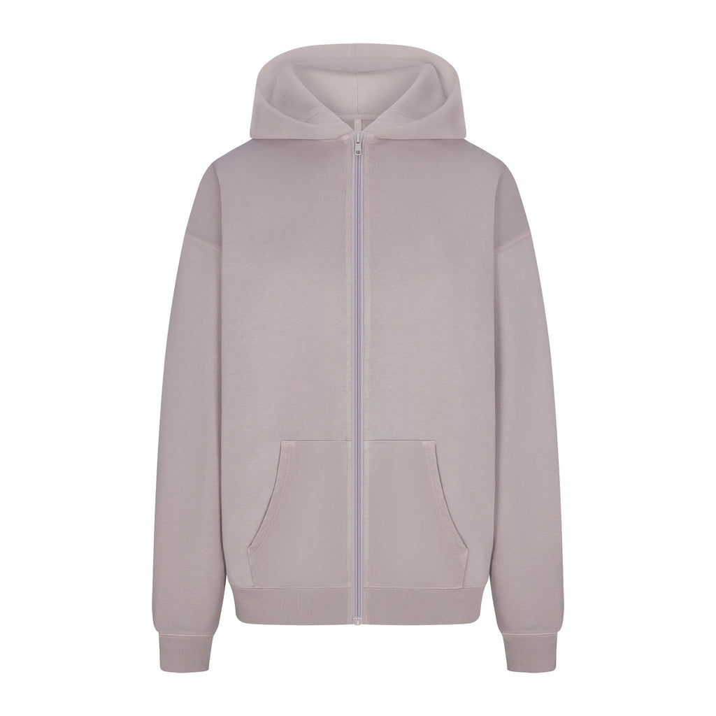 FRENCH TERRY OVERSIZED ZIP UP HOODIE | OYSTER